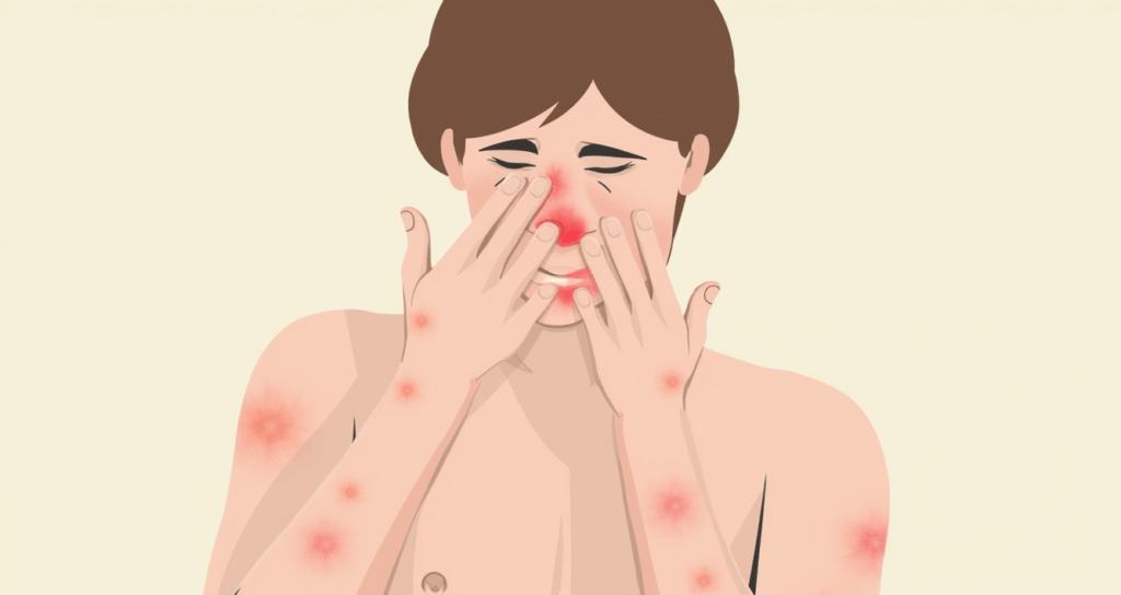 Slika čoveka Koji Ima Alergiju