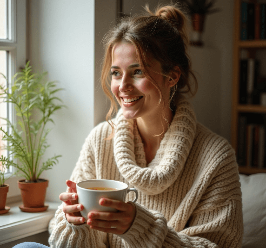 Slika zdrave mlade devojke koja pije napitak od meda, limuna i djumbira